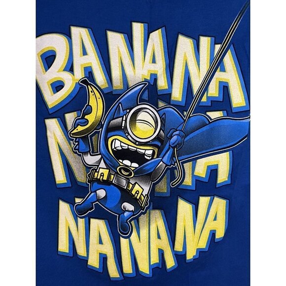 Teefury Blue Graphic Tee Medium Batman Minion Superhero Stretch Despicable Me - Picture 3 of 4